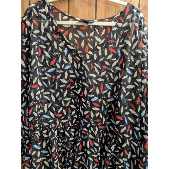 Lane Bryant Top Shirt Blouse Plus Size 38/40 7 X 3/4 Sleeve Black White Red Blue - Picture 6 of 6